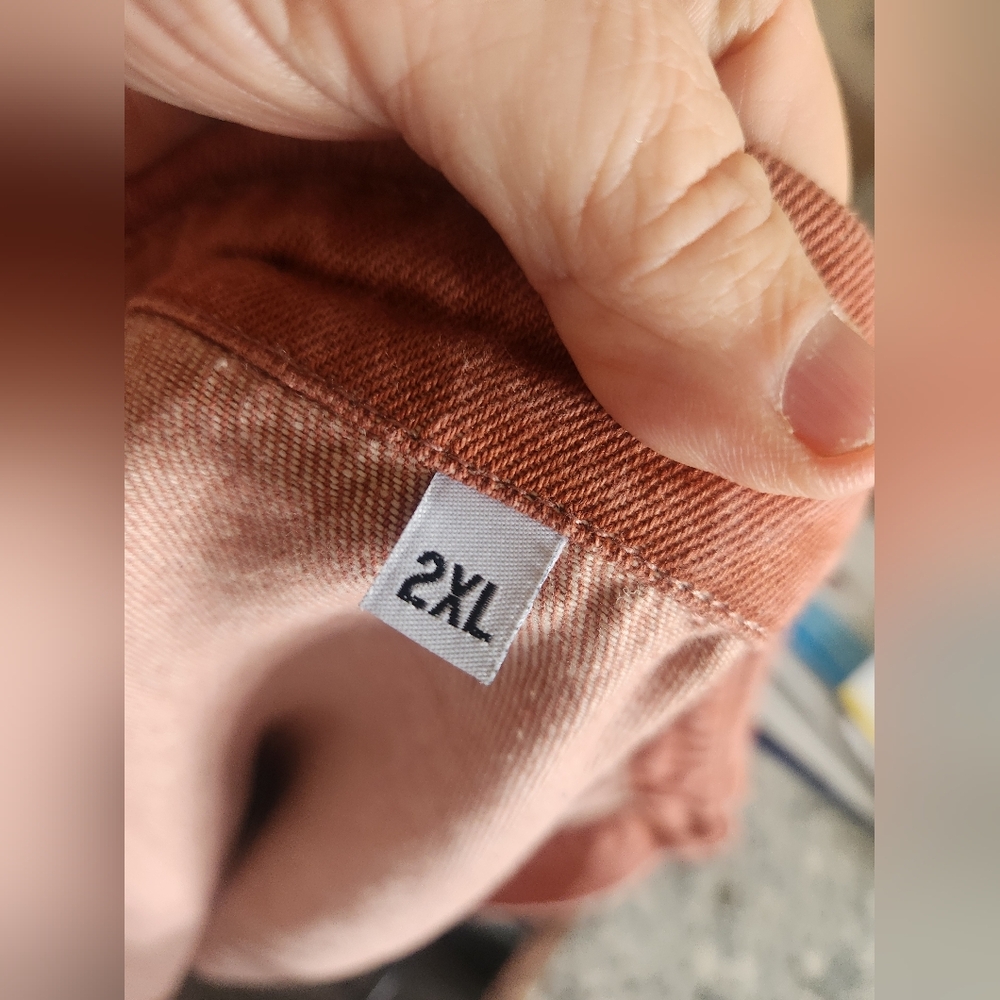 Rustic Rose Washed Denim  Button-Up Shirt/Shacket - Picture 7 of 8